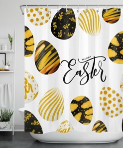 Black Gold Easter Eggs With Unique Shower Curtains Design Creative Bathroom Accessories