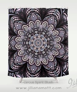 Black Grey Purple Bohemian Mandala Design Shower Curtain for Gothic Bathroom Decor