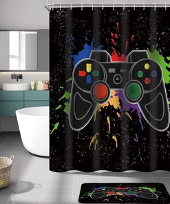 Black Kids Shower Curtain with Izayoi Design for Fun Bathroom Decor