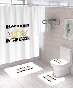Black King African American Shower Curtain 4 Piece Set