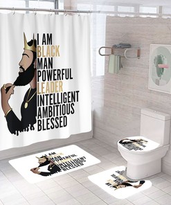 Black Leader African American Shower Curtain 4 Piece Set