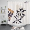 Black Leaf Plant Geometric Shower Curtain, Minimalist Bathroom Accessory with Contemporary Design
