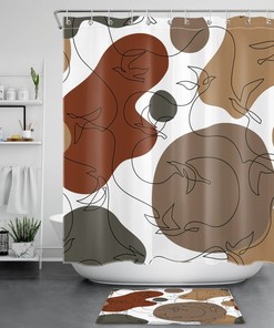 Black Line Bird Abstract Art Shower Curtain, Geometric Bathroom Decor