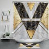 Black Marble Texture Geometric Gold Shower Curtain, Perfect For Modern Bathroom Decor