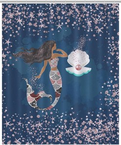 Black Mermaid Scales Shower Curtain For Mythical Bathroom