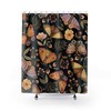 Black Moth and Botanical Watercolor Print Shower Curtain for Gothic Bathroom Decor