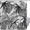 Black Palm Tree Leaves Luxury Shower Curtain for Bathroom Decor