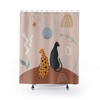 Black Panther and Leopard Print Shower Curtain with Cosmic Landscape Scene for Bathroom Decor