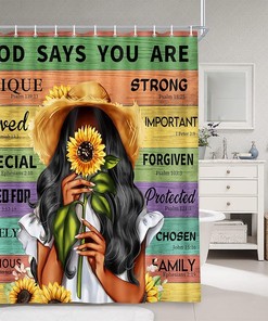 Black Queen Sunflower Shower Curtain - Inspirational And Royal Bathroom Decor With Unique And Elegant Design