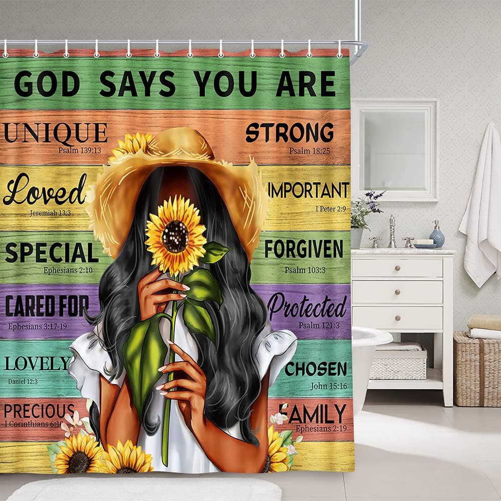 Black Queen Sunflower Shower Curtain - Inspirational And Royal Bathroom Decor With Unique And Elegant Design