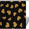 Black Shower Curtain With Gold Glittering Heart Pattern For Romantic Bathroom Decor