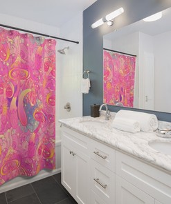 Black Shower Curtain with Owl Print - Magic School-Themed Shower Curtain for Nature-Loving Bathroom Decor.