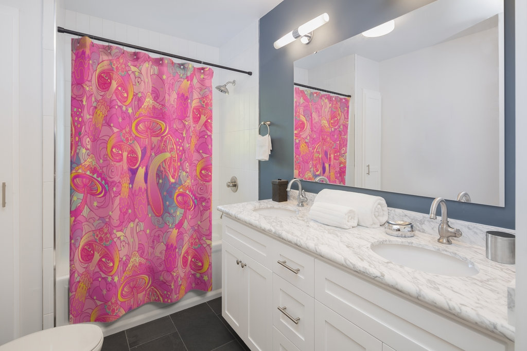 Black Shower Curtain with Owl Print - Magic School-Themed Shower Curtain for Nature-Loving Bathroom Decor.