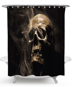 Black Skull Fabric Shower Curtain - Gothic Skull Bathroom Decor