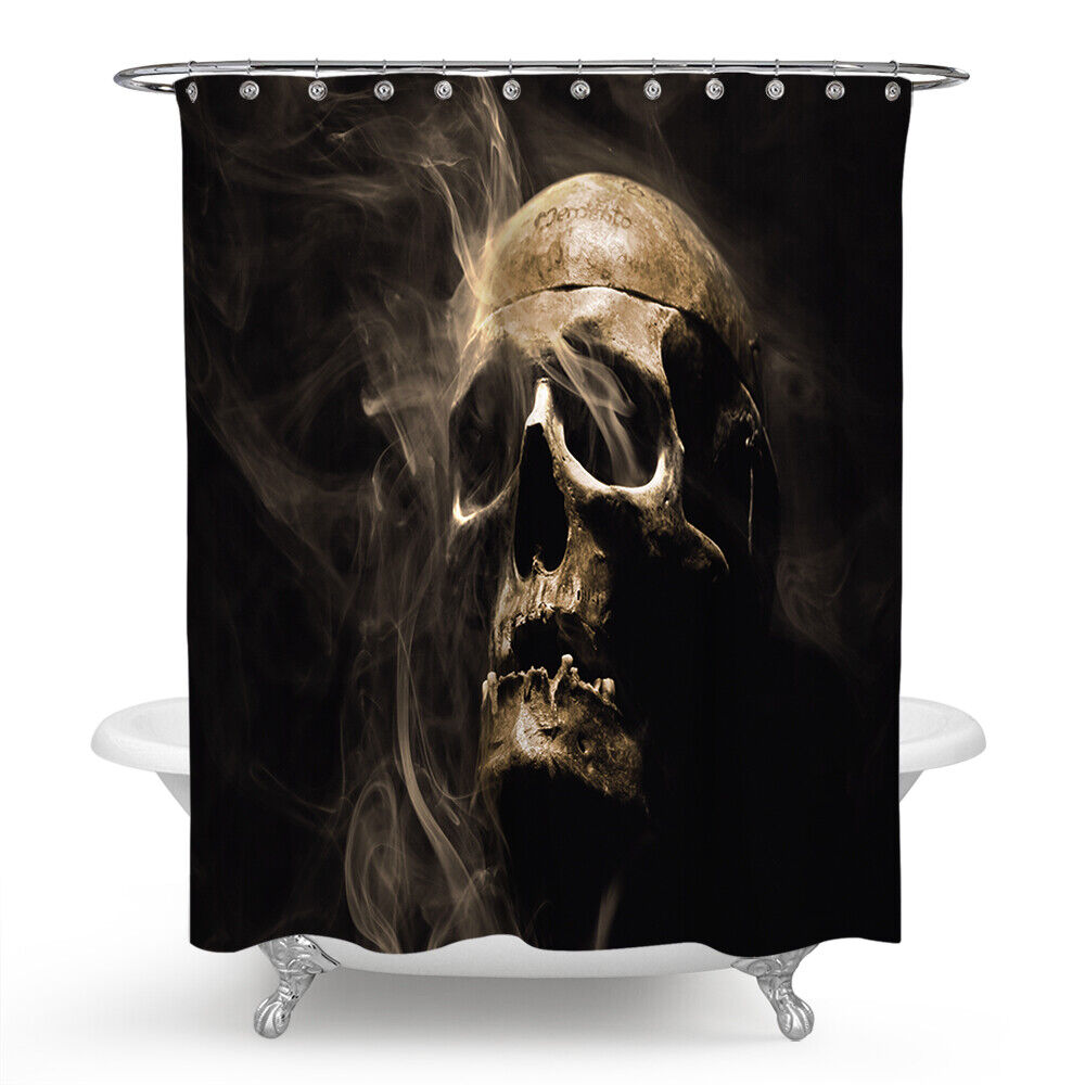 Black Skull Fabric Shower Curtain - Gothic Skull Bathroom Decor