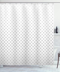 Black Star Print Shower Curtain, Geometric Abstract Bathroom Decor