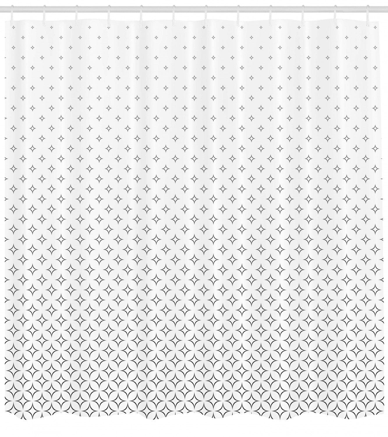 Black Star Print Shower Curtain, Geometric Abstract Bathroom Decor