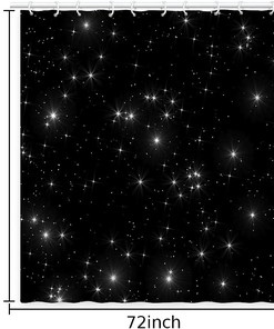 Black Starry Sky Shower Curtain for Out Space Bathroom Decor