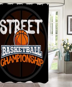 Black Street Basketball Championship Shower Curtain for Bathroom Decor 