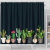 Black Succulent Shower Curtain, Modern Bathroom Decor with AI Art Print
