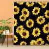 Black Sunflower Floral Bathroom Shower Curtain