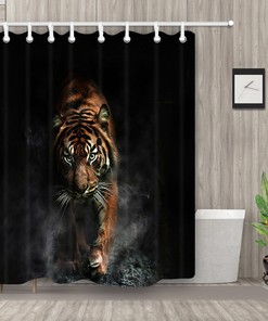 Black Tiger Life Wildlife Print Shower Curtain With Hooks For A Bold And Edgy Bathroom Theme