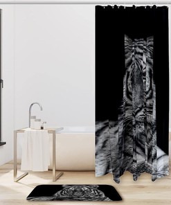 Black Tiger Print Waterproof Shower Curtain for Dramatic Bathroom Decor