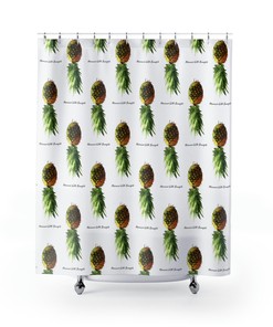 Black Upside Down Pineapple Swinger Shower Curtain for a Bold and Edgy Bathroom.