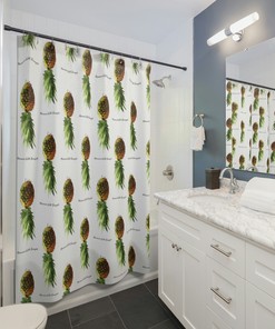 Black Upside Down Pineapple Swinger Shower Curtain for a Bold and Edgy Bathroom.