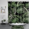 Black Watercolor Palm Leaves Shower Curtain, Modern Bathroom Decor