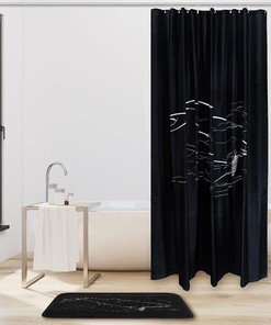 Black Whale Shower Curtain for Contrast Bathroom Decor