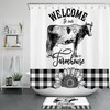 Black White Buffalo Plaid Cow Sunflower Farmhouse Shower Curtain For Bathroom Decor