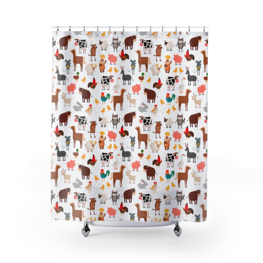 Black White Cow Pattern Shower Curtain Farm Sunflower