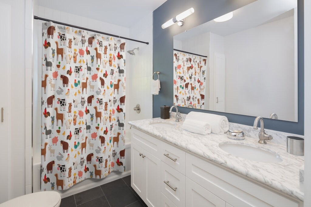Black White Cow Pattern Shower Curtain Farm Sunflower