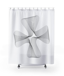 Black White Geometric Flower Shower Curtain, Modern Bathroom Decor