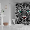 Black White Leopard Animal Painting Shower Curtain, Modern Bathroom Decor 