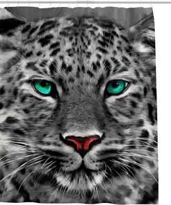 Black White Leopard Animal Painting Shower Curtain, Modern Bathroom Decor