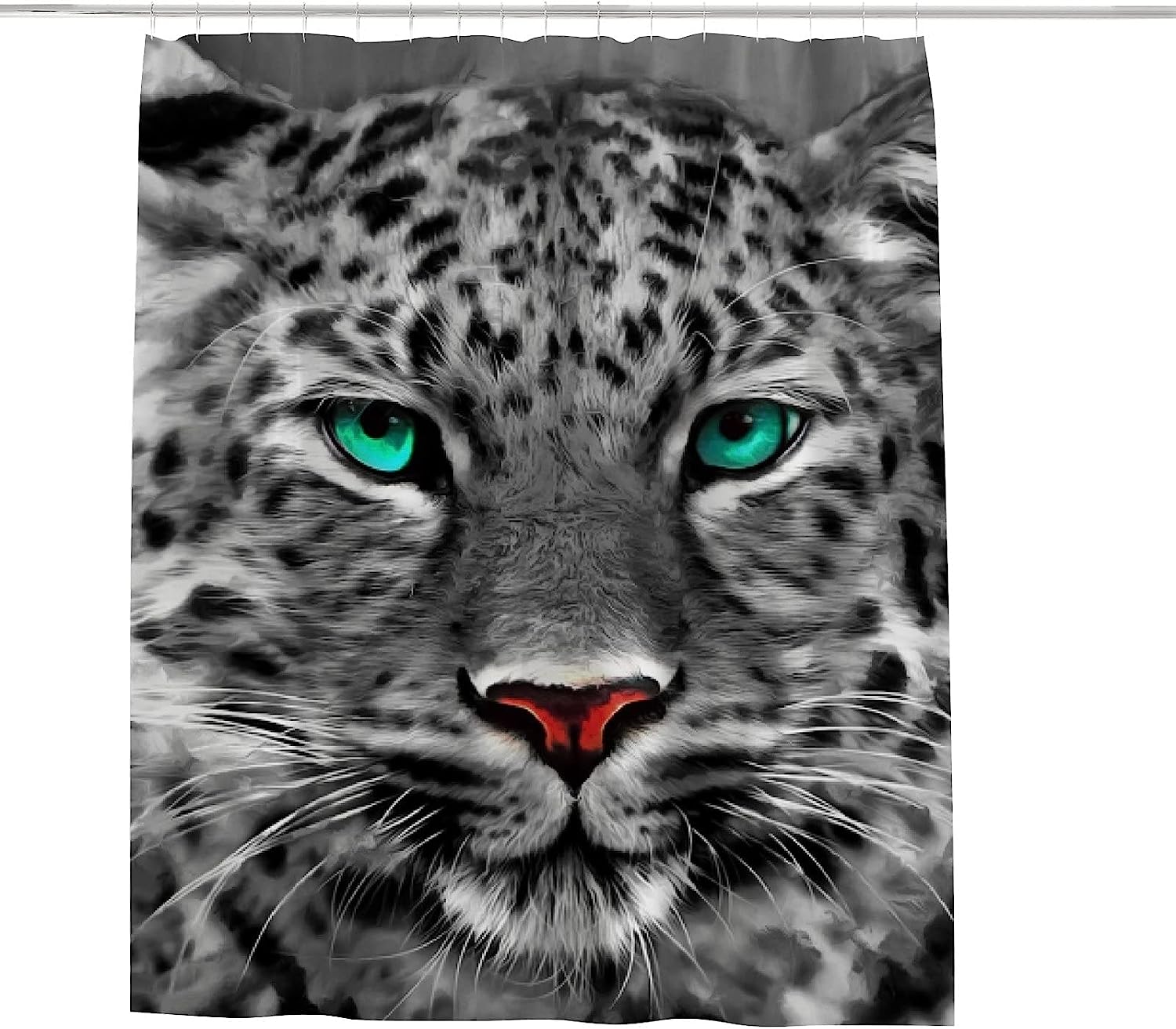 Black White Leopard Animal Painting Shower Curtain, Modern Bathroom Decor