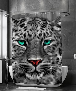 Black White Leopard Animal Painting Shower Curtain, Modern Bathroom Decor
