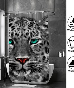 Black White Leopard Animal Painting Shower Curtain, Modern Bathroom Decor