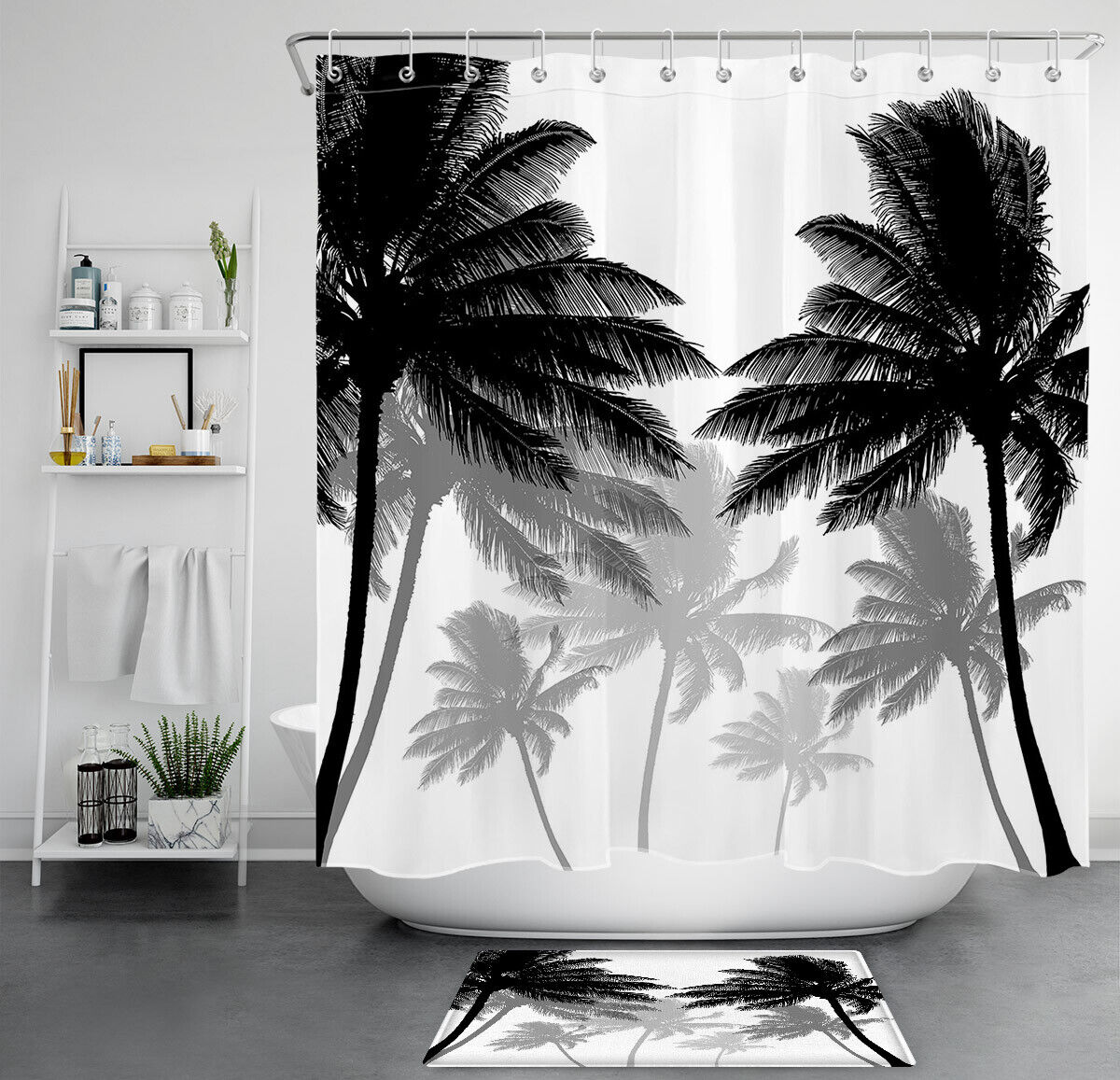 Black & White Palm Trees Shower Curtain With A Modern Twist