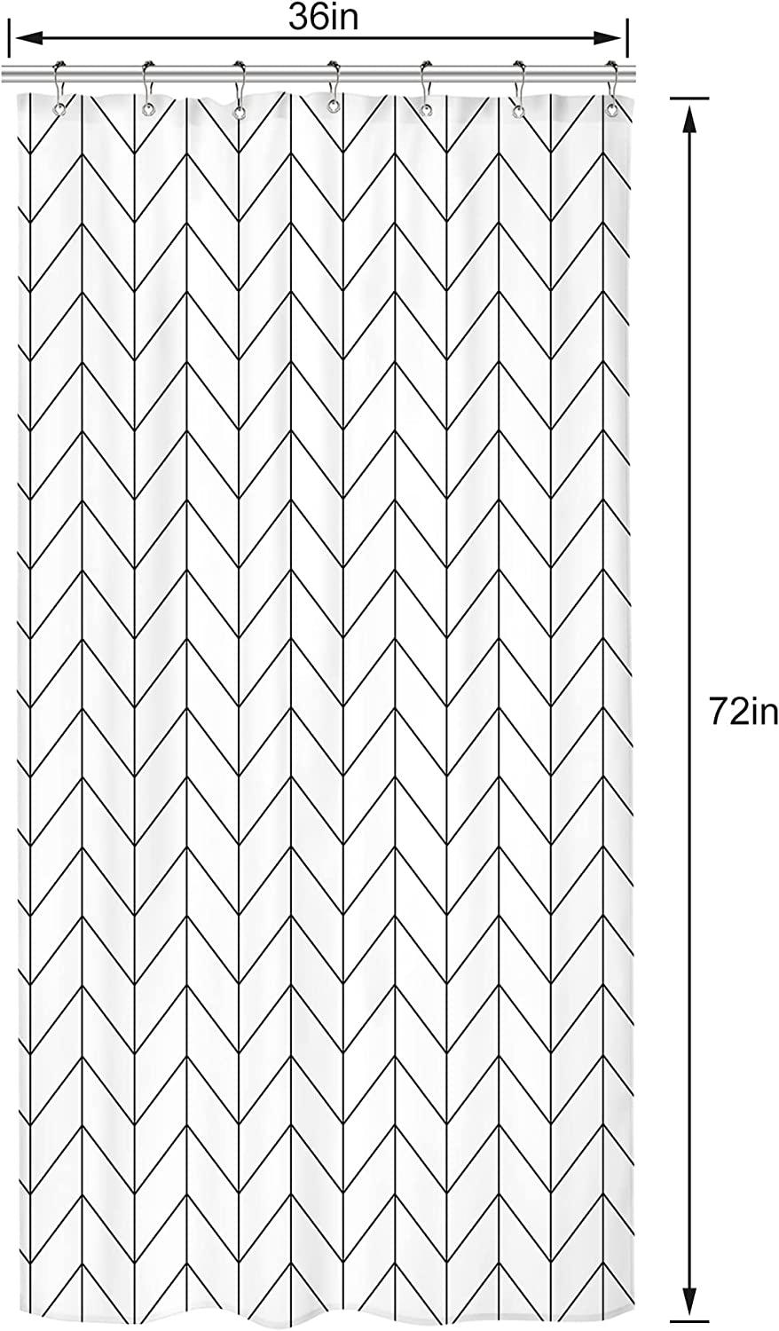 Black White Stall Small Dorm Camper Shower Curtain, RV Narrow Wall Waterproof Fabric Bathroom Decor