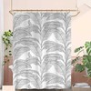 Black White Tropical Botanical Big Banana Leaf Shower Curtain, Vintage Boho Bathroom Decor