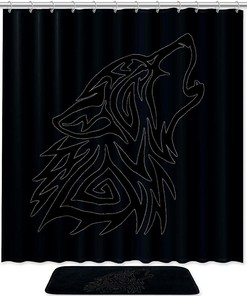 Black Wolf Waterproof Shower Curtain For Modern Bathroom Decor