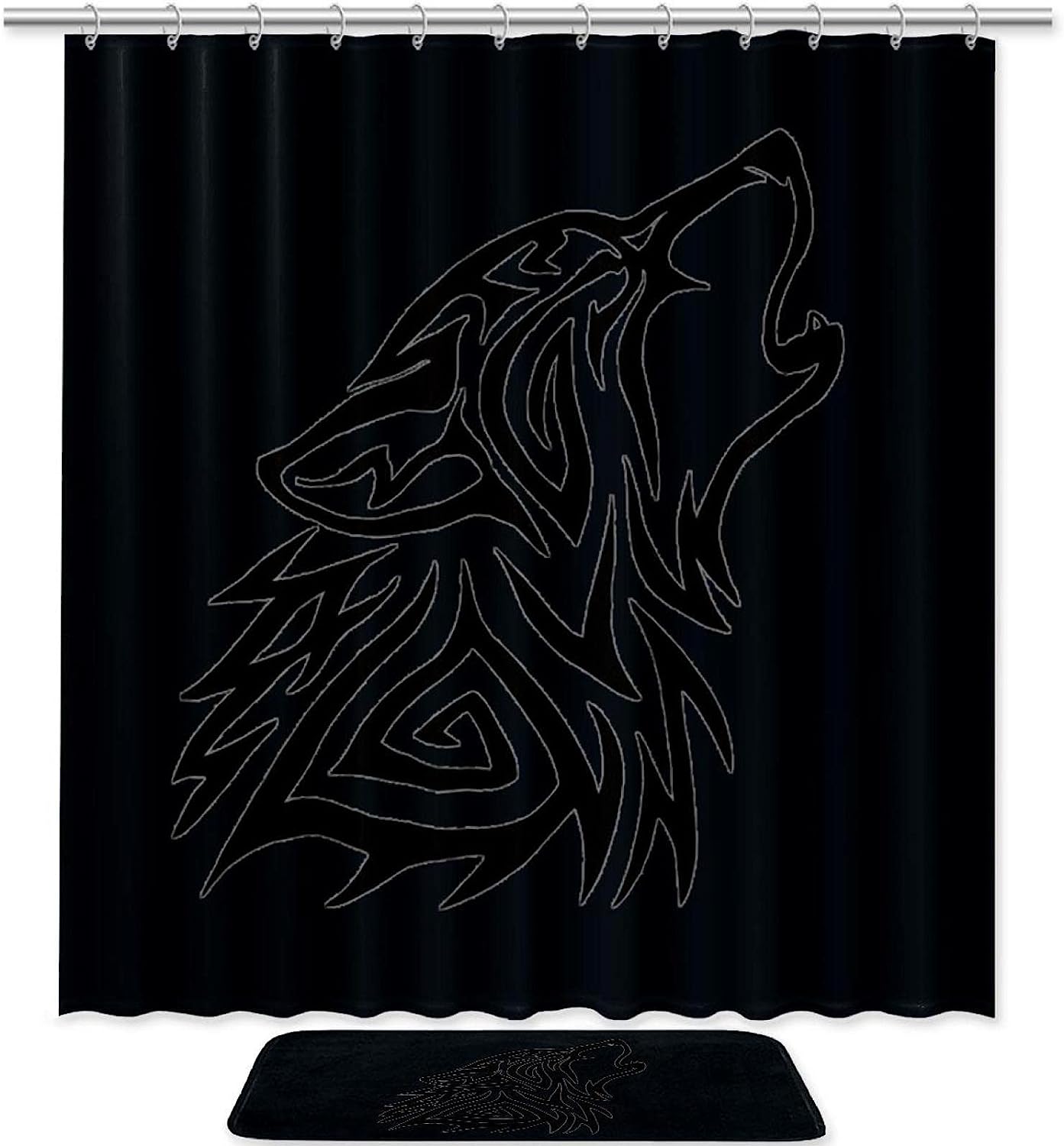Black Wolf Waterproof Shower Curtain For Modern Bathroom Decor