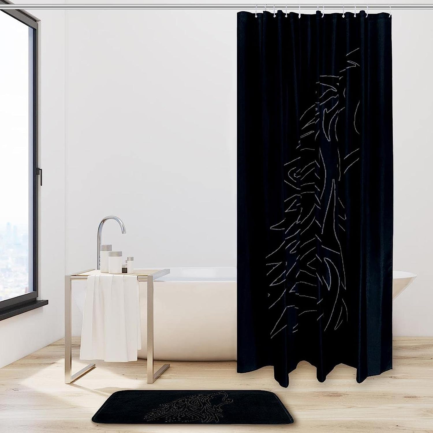 Black Wolf Waterproof Shower Curtain For Modern Bathroom Decor - Image 2