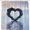 Black Zen Stones in Heart-Shaped Shower Curtain for Serene Farmhouse Bathroom Decor