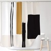 Black and Beige Abstract Geometric Neutral Painting Bathroom Shower Curtain for a Contemporary Space