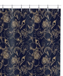 Black and Gold Sea Shell Print Shower Curtain Waterproof Fabric for a Sophisticated Bathroom Decor