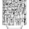 Black and White Animal Cartoon Art Shower Curtain for Pet Dogs and Cats Lovers